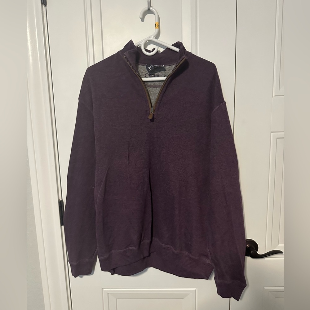 Men’s quarter zip sweater, purple, XL